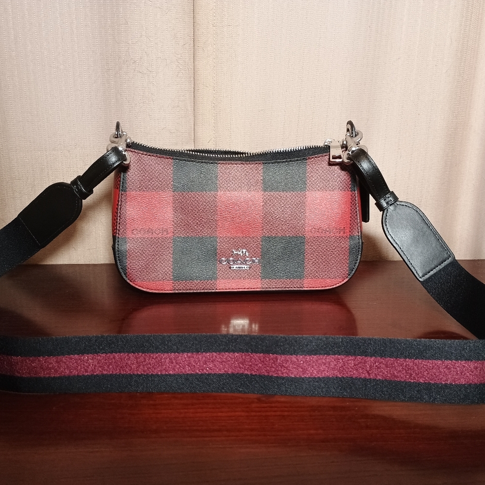Coach  Jes Baguette Crossbody With Buffalo Plaid